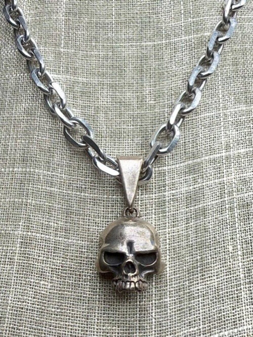 The Great Frog London Slash Anatomical Skull Pendant 925 Silver w/pouch & Box